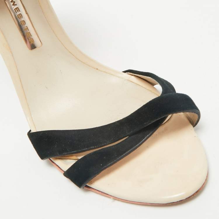 Pre Owned Sophia Webster Multicolor Leather and Suede Flamingo Frill Ankle Wrap Sandals Size 38.5
