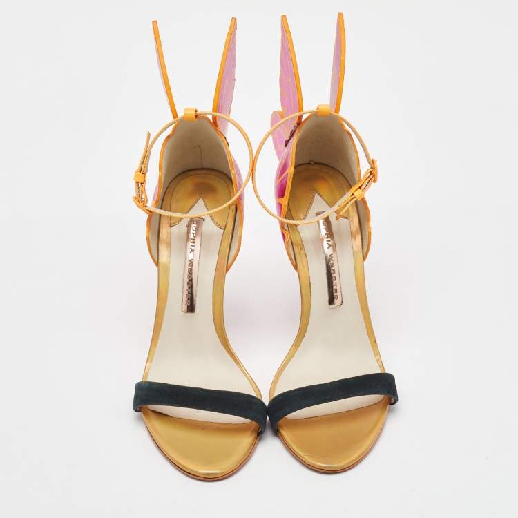 Pre Owned Sophia Webster Multicolor Leather Chiara Ankle Strap Sandals Size 37.5