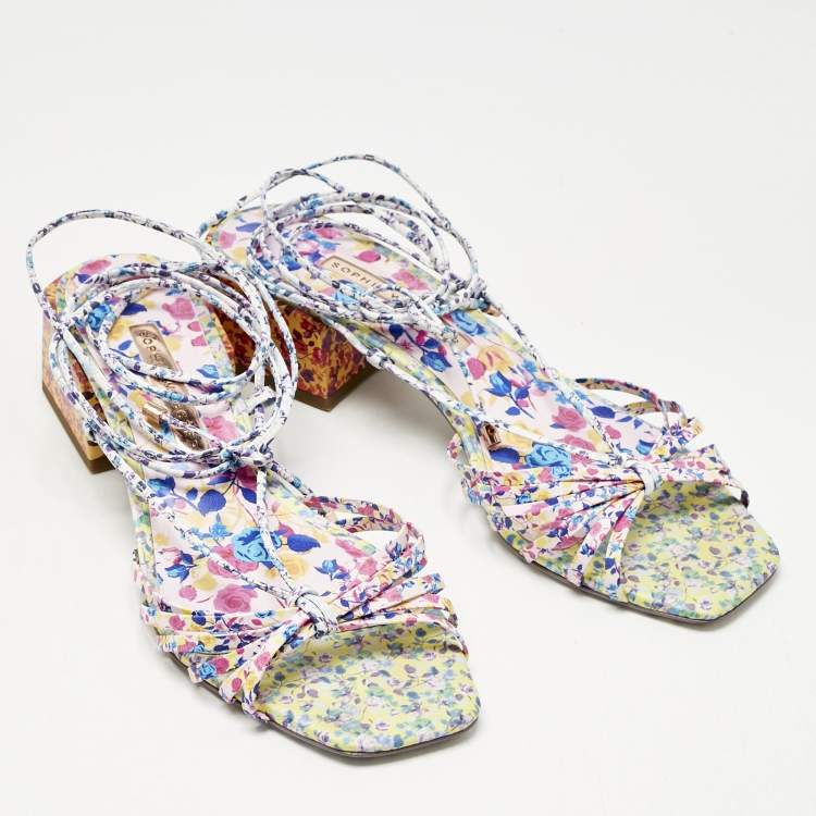 Pre Owned Sophia Webster Multicolor Leather Ankle Tie Flat Sandals Size 40