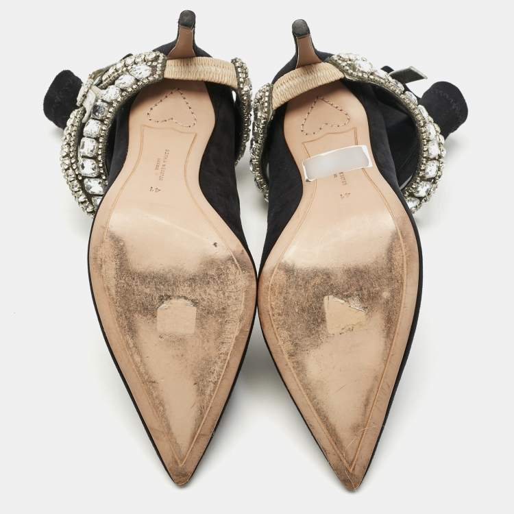 Pre Owned Sophia Webster Black Suede Stretch Crystal Embellished Ankle Boots Size 41
