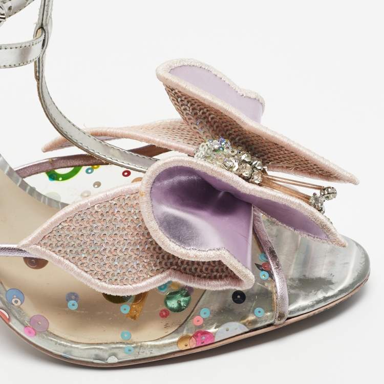 Pre Owned Sophia Webster Multicolor Leather and PVC Crystal Embellished Lana Ankle Strap Sandals Size 40