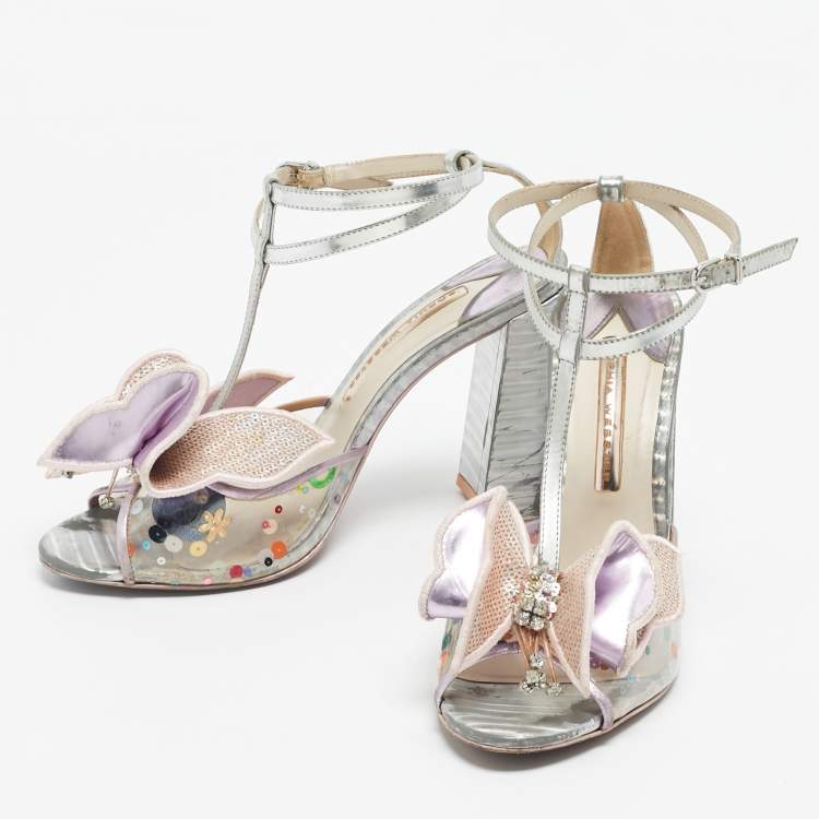 Pre Owned Sophia Webster Multicolor Leather and PVC Crystal Embellished Lana Ankle Strap Sandals Size 40