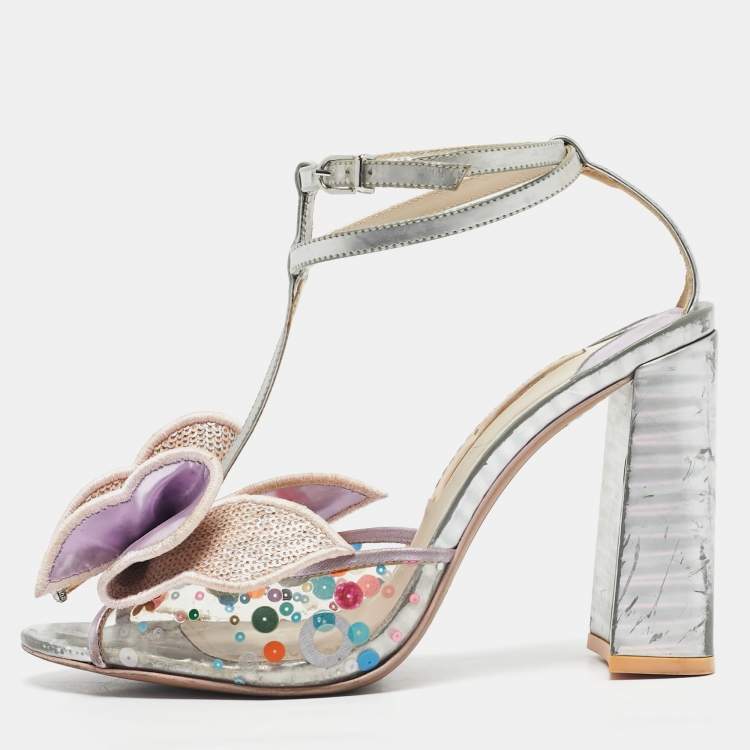 Pre Owned Sophia Webster Multicolor Leather and PVC Crystal Embellished Lana Ankle Strap Sandals Size 40