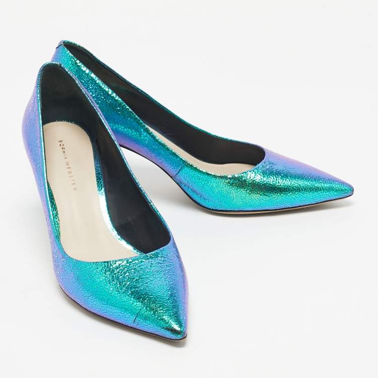 Pre Owned Sophia Webster Multicolor Iridescent Leather Rio Pumps Size 39.5