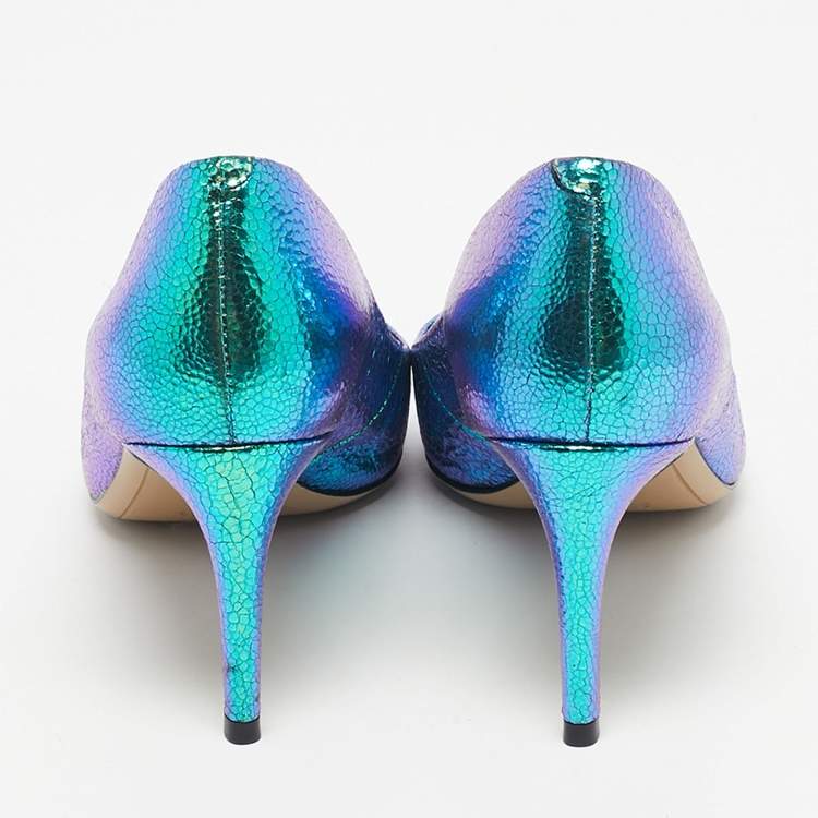 Pre Owned Sophia Webster Multicolor Iridescent Leather Rio Pumps Size 39.5
