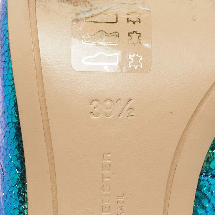 Pre Owned Sophia Webster Multicolor Iridescent Leather Rio Pumps Size 39.5