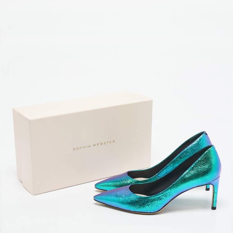 Pre Owned Sophia Webster Multicolor Iridescent Leather Rio Pumps Size 39.5