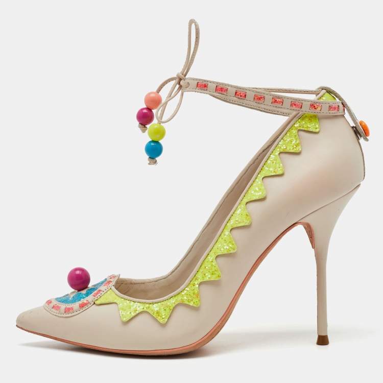 Pre Owned Sophia Webster Multicolor Leather Remmie Ankle Tie Pumps Size 38