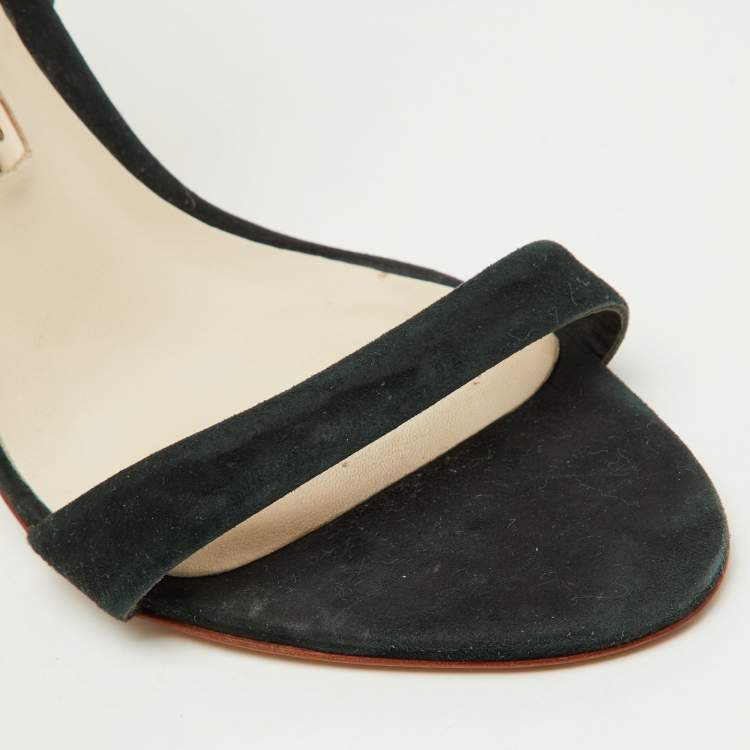 Pre Owned Sophia Webster Black/Metallic Suede and Leather Chiara Ankle Strap Sandals Size 37