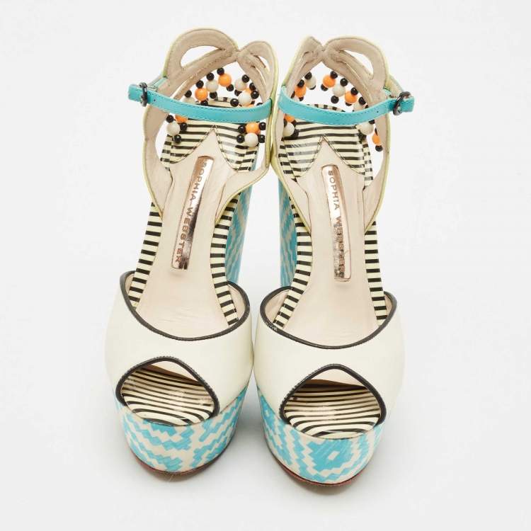 Pre Owned Sophia Webster Multicolor Leather Lucita Espadrille Wedge Sandals Size 35