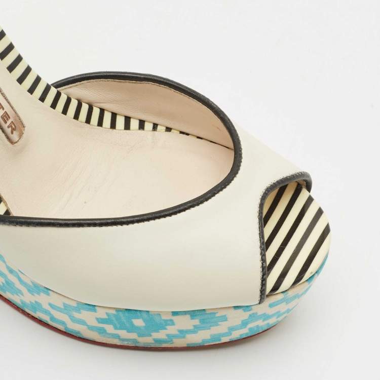 Pre Owned Sophia Webster Multicolor Leather Lucita Espadrille Wedge Sandals Size 35