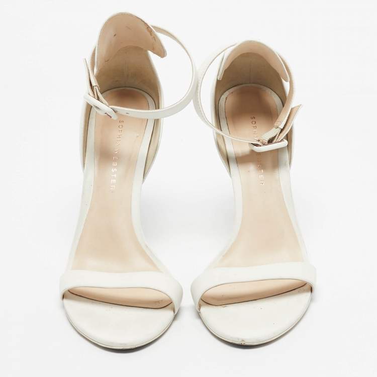Pre Owned Sophia Webster White Leather Nicole Ankle Strap Sandals Size 38.5