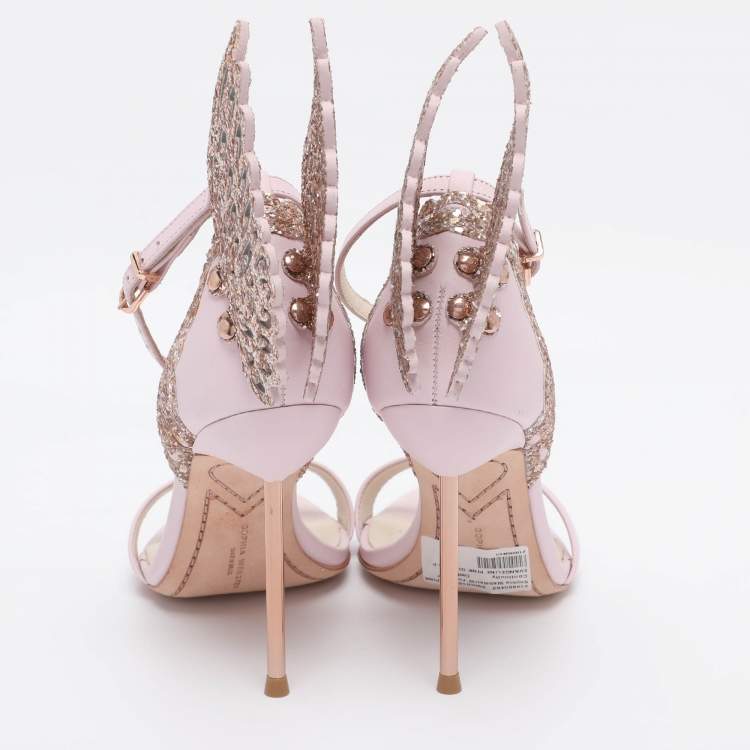 Pre Owned Sophia Webster Pink Leather and Glitter Chiara Ankle Strap Sandals Size 36