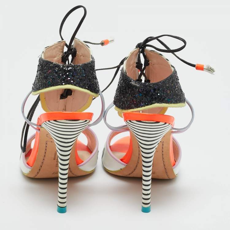 Pre Owned Sophia Webster Multicolor Glitter and Leather Riko Sandals Size 37