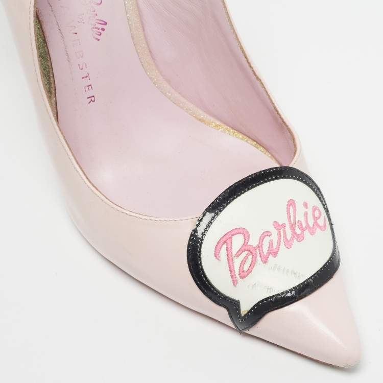 Pre Owned Sophia Webster for Barbie Light Pink Leather Barbie Doll Slingback Sandals Size 39