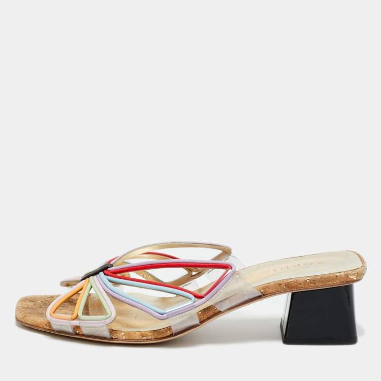 Pre Owned Sophia Webster Multicolor Leather and PVC Havanna Slide Sandals Size 37