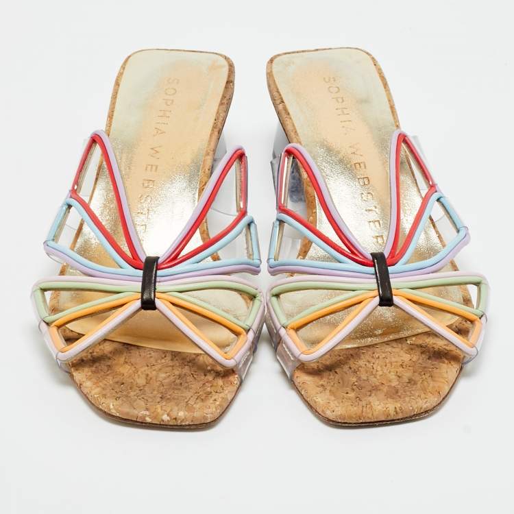 Pre Owned Sophia Webster Multicolor Leather and PVC Havanna Slide Sandals Size 37