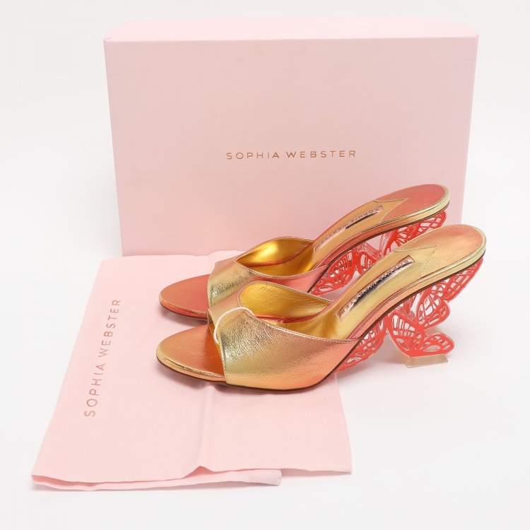 Pre Owned Sophie Webster Sunset Leather Paloma Butterfly Mules 38