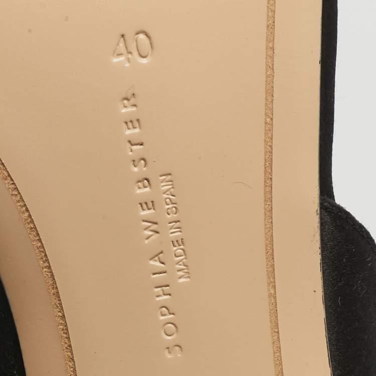 Pre Owned Sophia Webster Black Satin Mariposa Ankle Strap Sandals Size 40