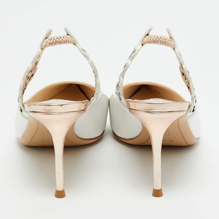 Pre Owned Sophia Webster White Leather Angelo Slingback Pumps Size 35.5