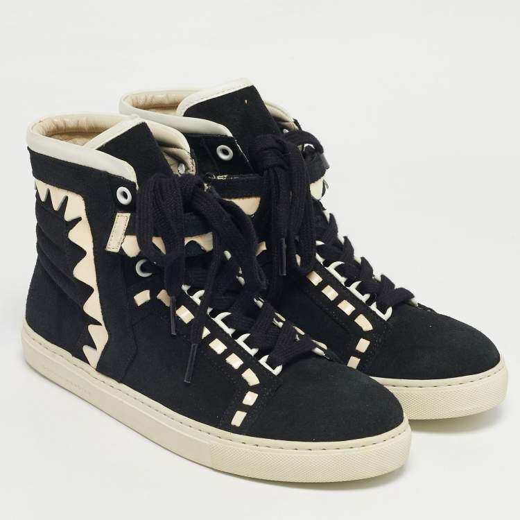 Pre Owned Sophia Webster Black/White Suede and Patent Leather Riko Sneakers Size 39.5