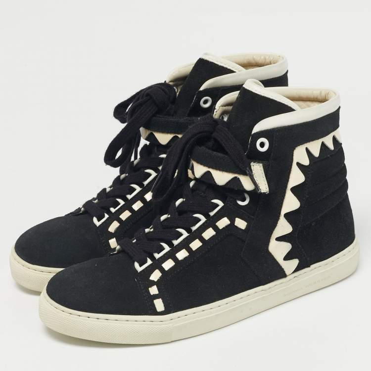 Pre Owned Sophia Webster Black/White Suede and Patent Leather Riko Sneakers Size 39.5