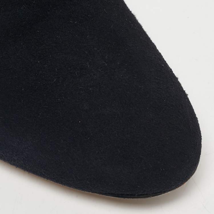 Pre Owned Sophia Webster Black Embroidered Suede Liliana Ankle Length Boots Size 37