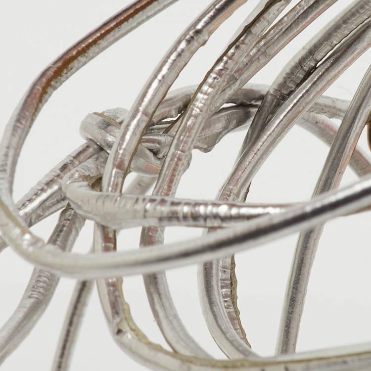 Pre Owned Sophia Webster Metallic Multicolour Leather Lacey Tie Up Sandals Size 38