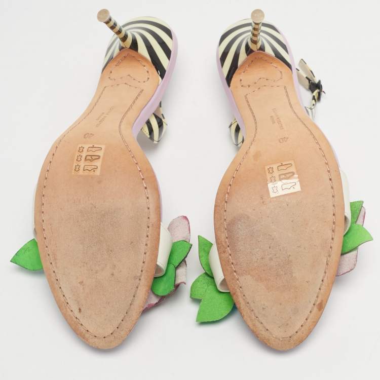 Pre Owned Sophia Webster Multicolor Leather Lilico Underwater Floral Embellished Slingback Sandals Size 40