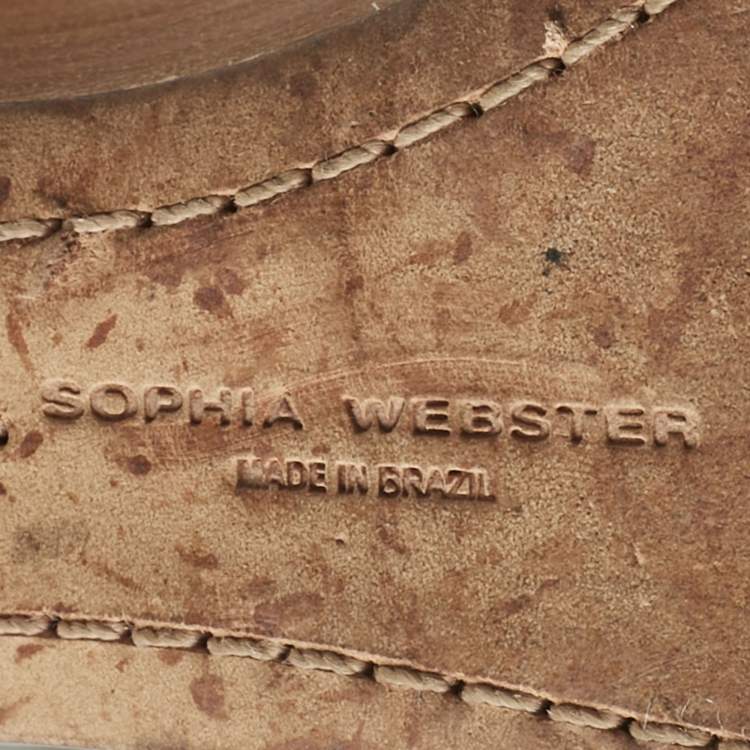 Pre Owned Sophia Webster White Leather Suki Gem Ankle Strap Wedge Sandals Size 40.5