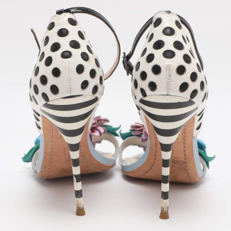 Pre Owned Sophia Webster Multicolor Leather Lilico Flower Embellished Ankle Strap Open Toe Sandals Size 39.5