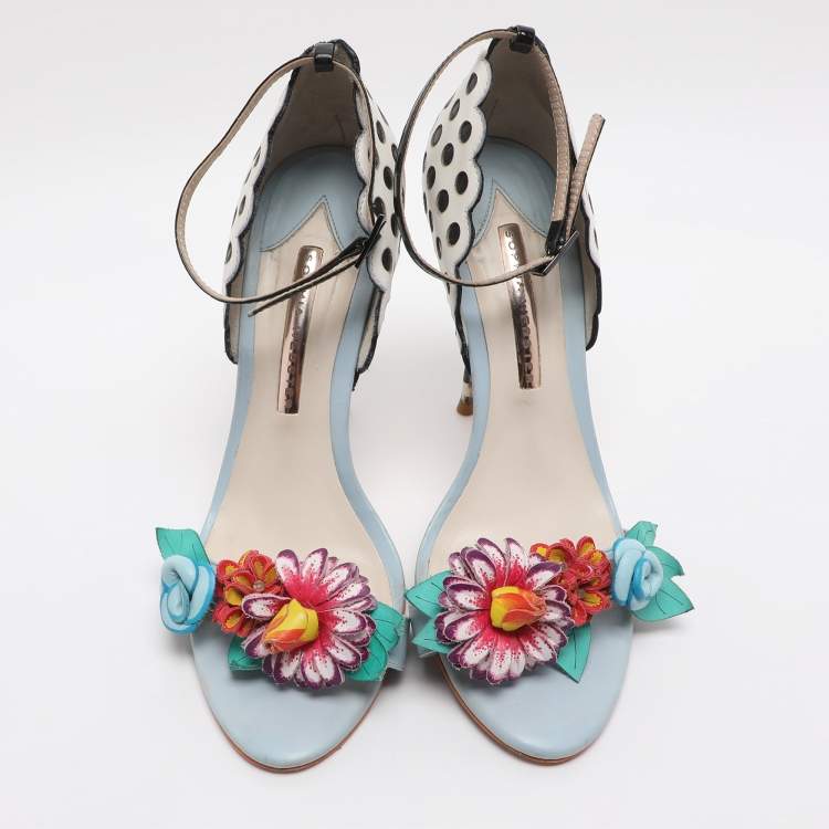 Pre Owned Sophia Webster Multicolor Leather Lilico Flower Embellished Ankle Strap Open Toe Sandals Size 39.5