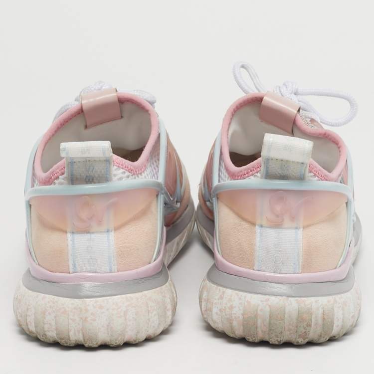 Pre Owned Sophia Webster Pink Knit Fabric, Suede and Rubber Candyfloss Fly By Sneakers Size 38