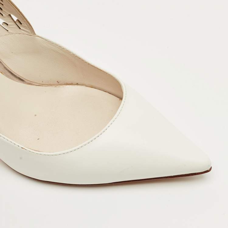 Pre Owned Sophia Webster Angelo Size 35.5 Beige Leather Slingback Pumps