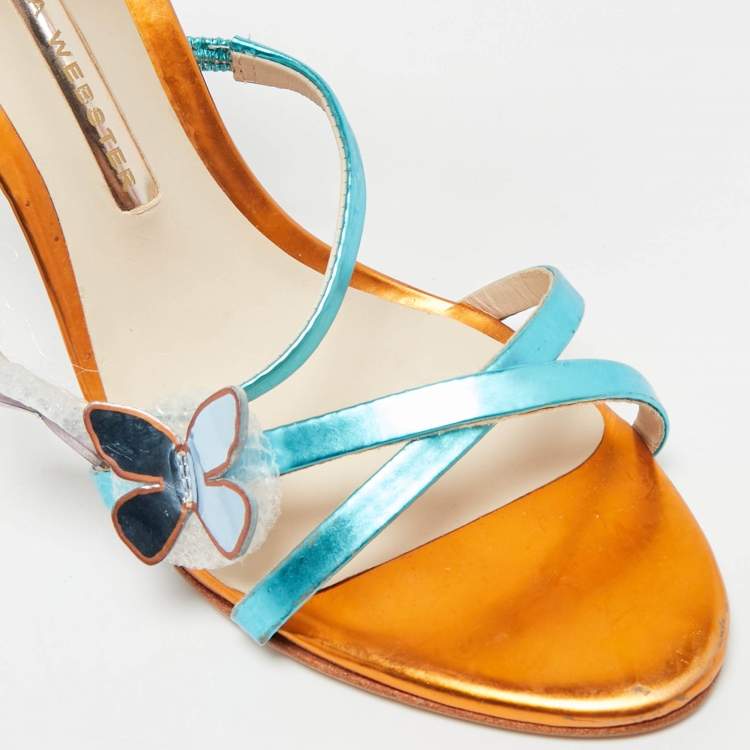 Pre Owned Sophia Webster Harmony Butterfly Size 38 Multicolor Patent Leather Ankle Cuff Sandals