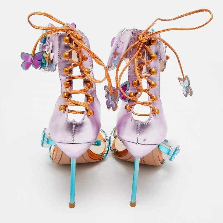 Pre Owned Sophia Webster Harmony Butterfly Size 38 Multicolor Patent Leather Ankle Cuff Sandals