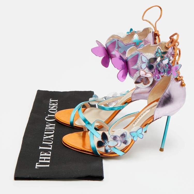 Pre Owned Sophia Webster Harmony Butterfly Size 38 Multicolor Patent Leather Ankle Cuff Sandals