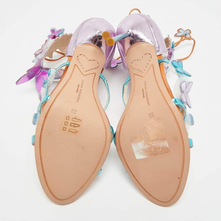 Pre Owned Sophia Webster Harmony Butterfly Size 38 Multicolor Patent Leather Ankle Cuff Sandals