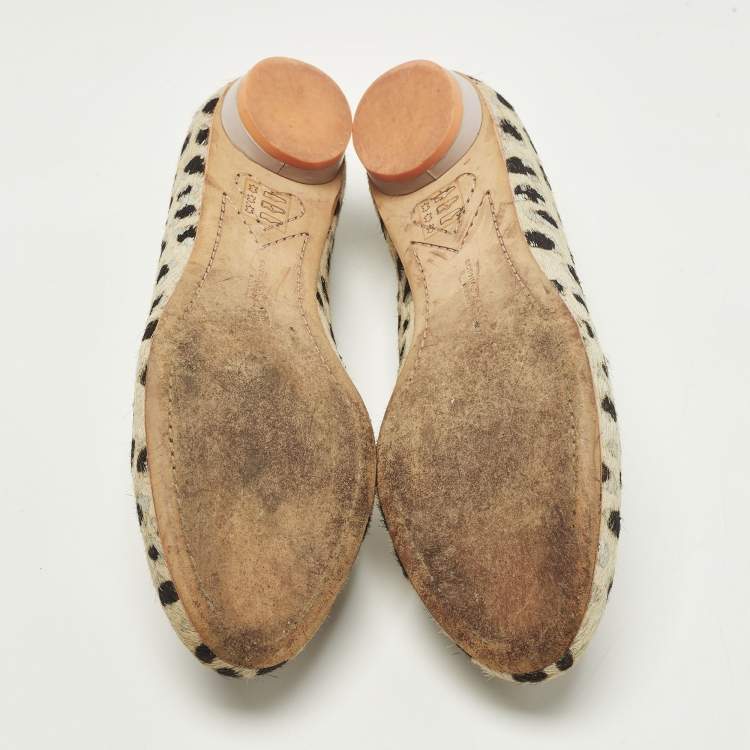 Pre Owned Sophia Webster Size 39 Multicolor Leopard Print Calf Hair Pompom Ballet Flats