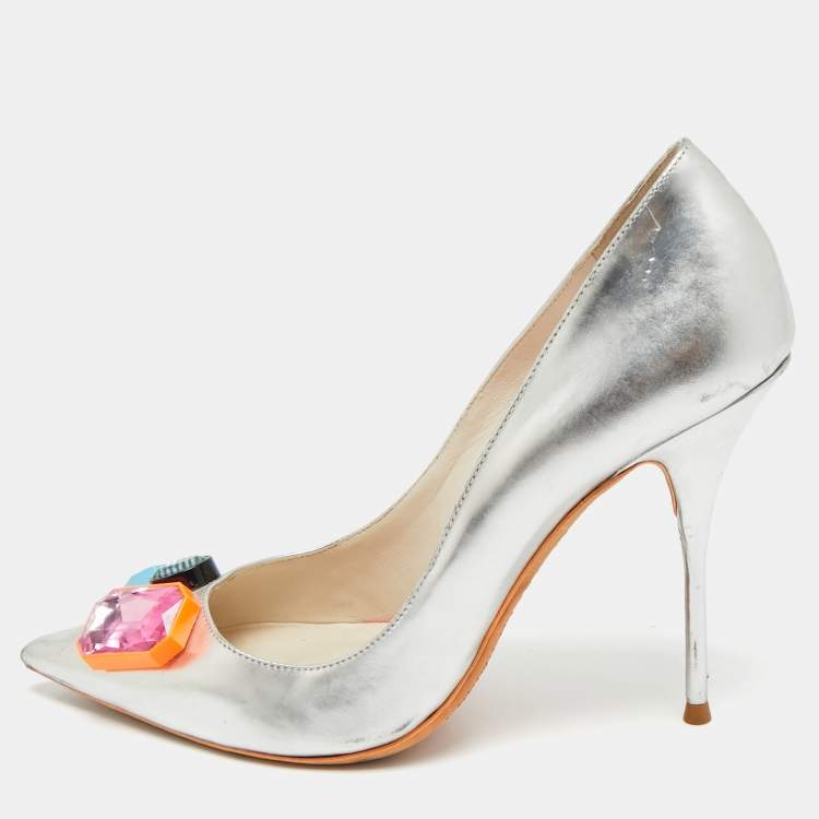 Pre Owned Sophia Webster Lola Size 39 Silver Leather Pumps