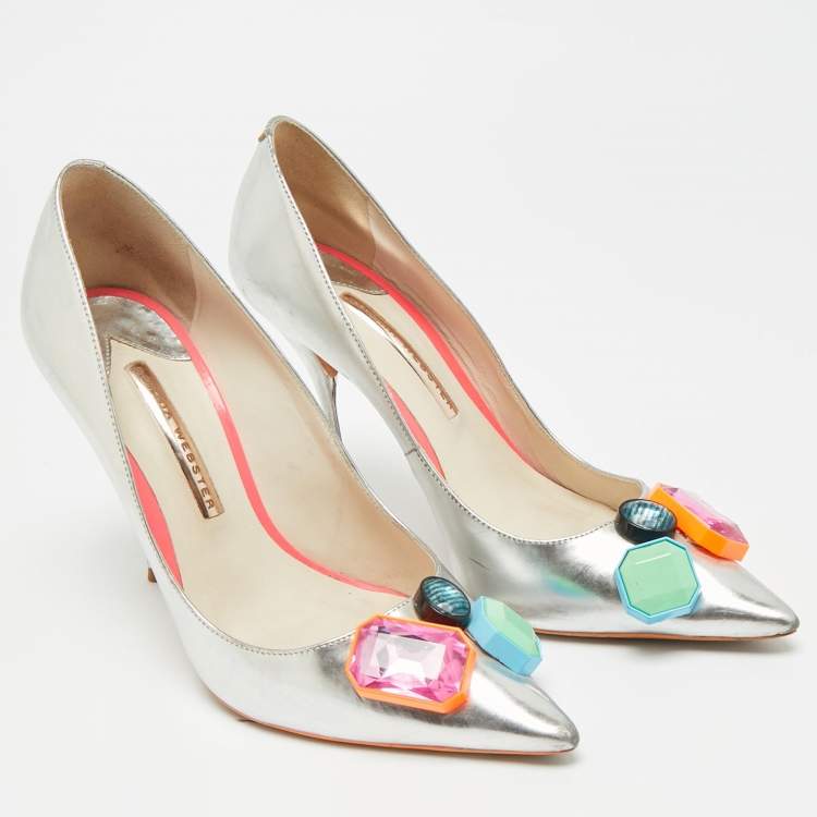 Pre Owned Sophia Webster Lola Size 39 Silver Leather Pumps