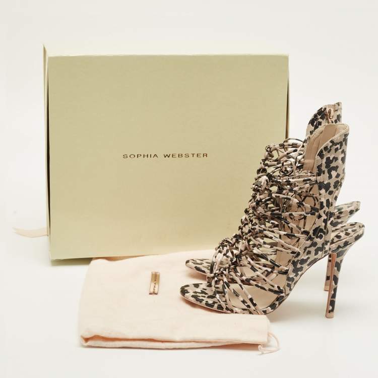 Pre Owned Sophia Webster Lacey Sketch Size 39 Black/Beige Leather Strappy Sandals