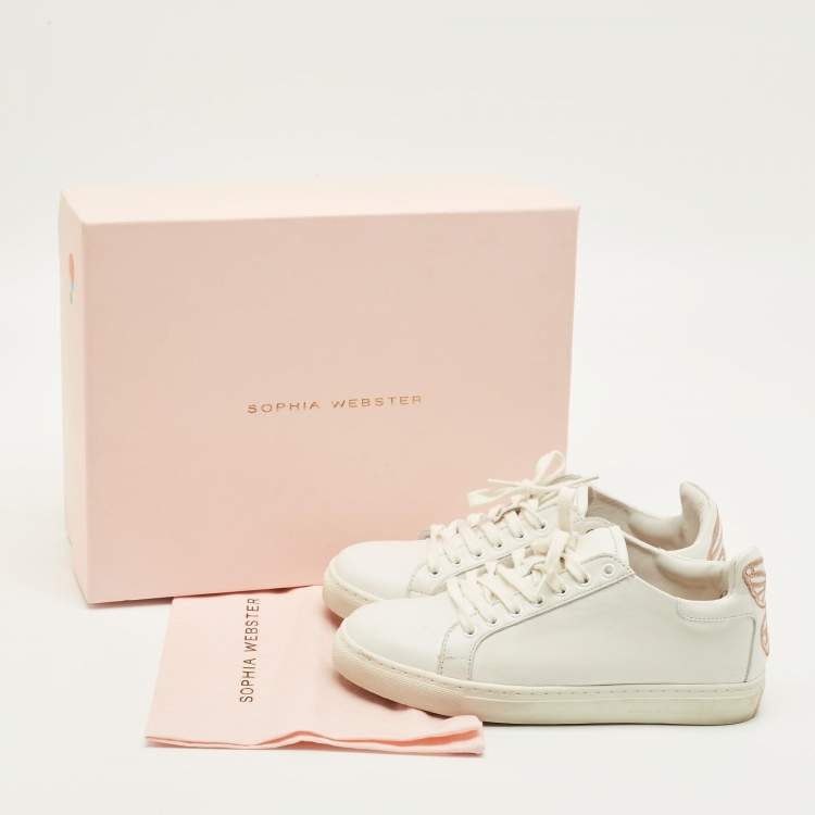 Pre Owned Sophia Webster Bibi Butterfly Size 35.5 White Leather Low Top Sneakers