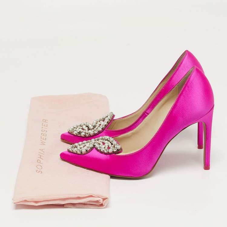 Pre Owned Sophia Webster Bibi Butterfly Size 36.5 Pink Satin Pumps