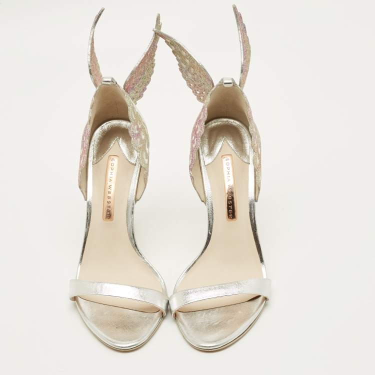 Pre Owned Sophia Webster Evangeline Size 39 Tricolor Leather Ankle Strap Sandals