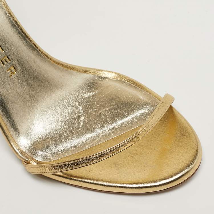 Pre Owned Sophia Webster Mariposa Size 41 Gold Leather Ankle Strap Sandals