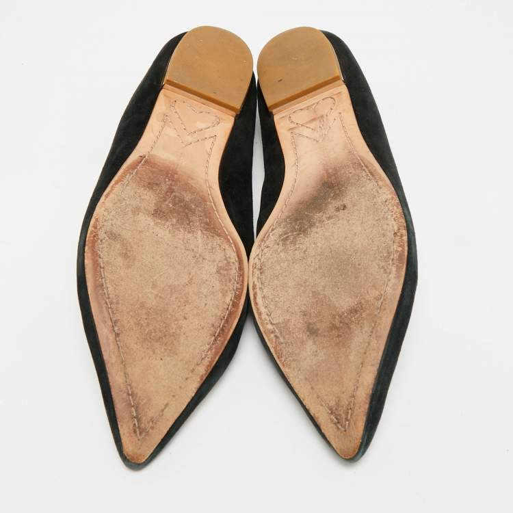 Pre Owned Sophia Webster Bibi Butterfly Size 40 Black Suede Smoking Slippers