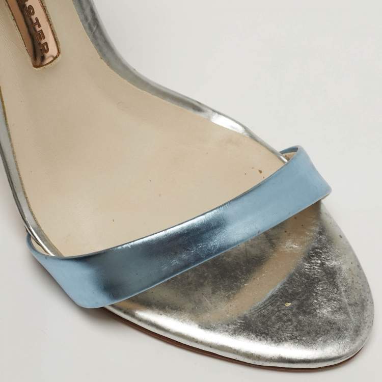مملوكة مسبقًا Sophia Webster Evangeline Size 37 Blue/Silver Patent Leather Ankle Strap Sandals