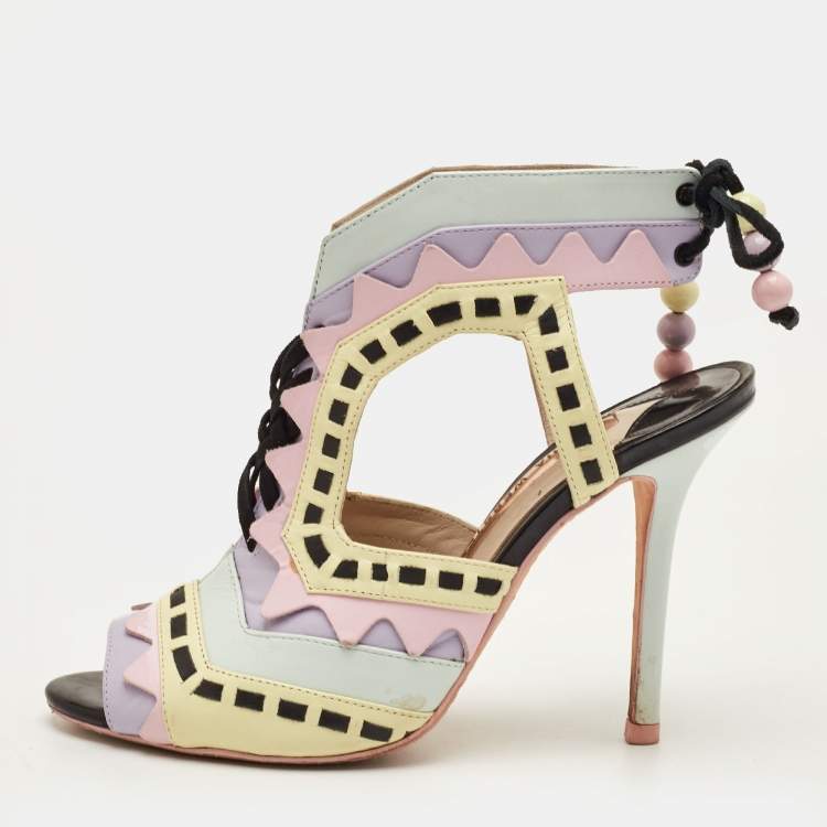 Pre Owned Sophia Webster Size 38 Multicolor Leather Riko Cut Out Sandals