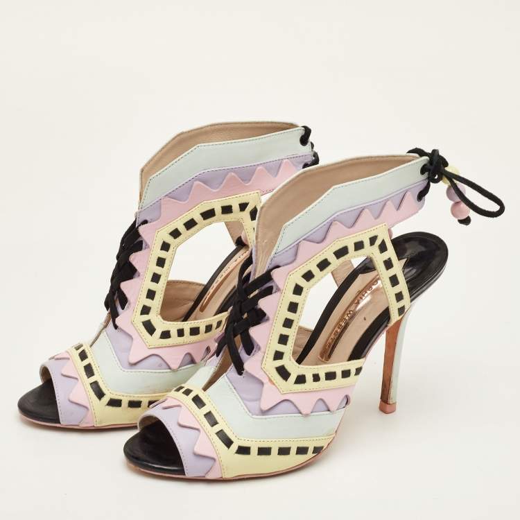 Pre Owned Sophia Webster Size 38 Multicolor Leather Riko Cut Out Sandals